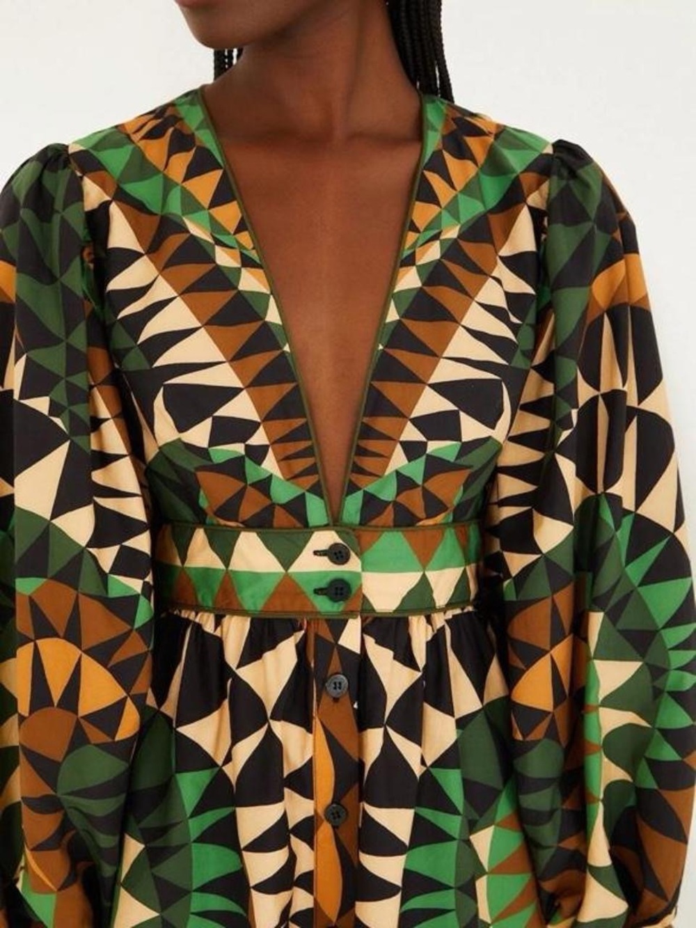 NWT FARM RIO Green Heart Deco Puff Sleeve Mini Dress - Picture 3 of 11